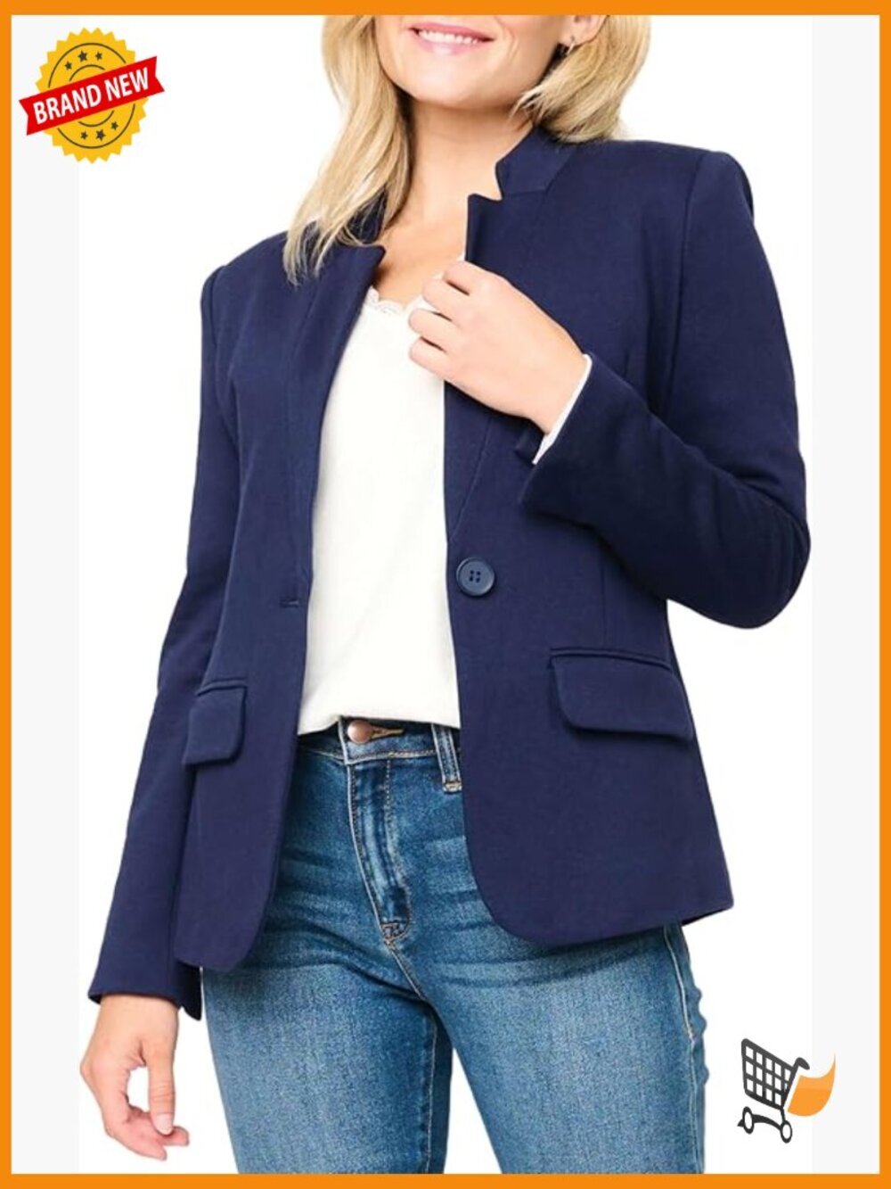 Women Notch Collar Knit Blazer Open Front Office Business Casual Jacket with
